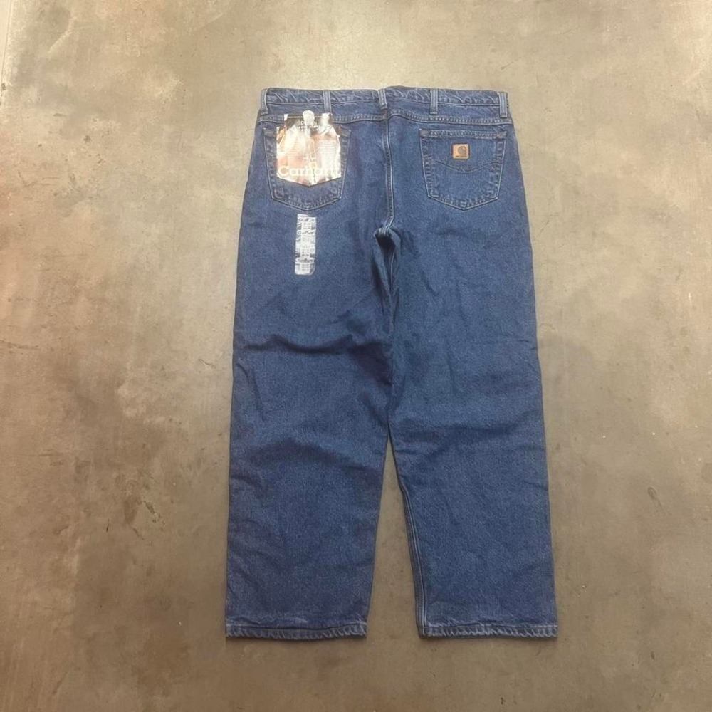NWT Vintage Carhartt men blue flannel lined jeans 1999 USA made warm outdoors 42